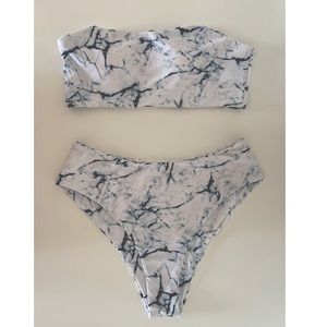 Marble bandeau bikini Cupshe 2 piece swim